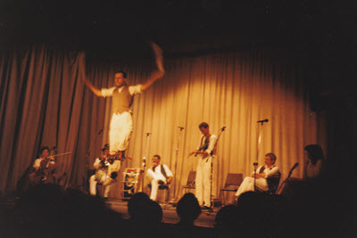 Performing a solo morris jig with Magpie Lane circa 1994